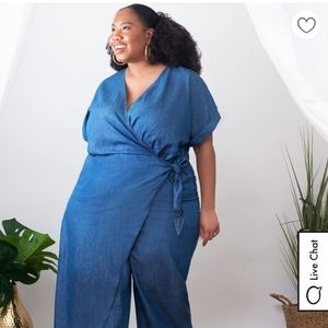 Eloquii Chambray Wrap Jumpsuit Size 14W  NWT!